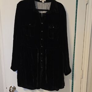 Coldwater Creek Black Velvet Button Down Shirt